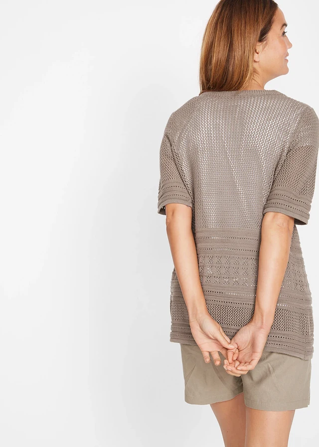 Ajour vest, Kleur: taupe