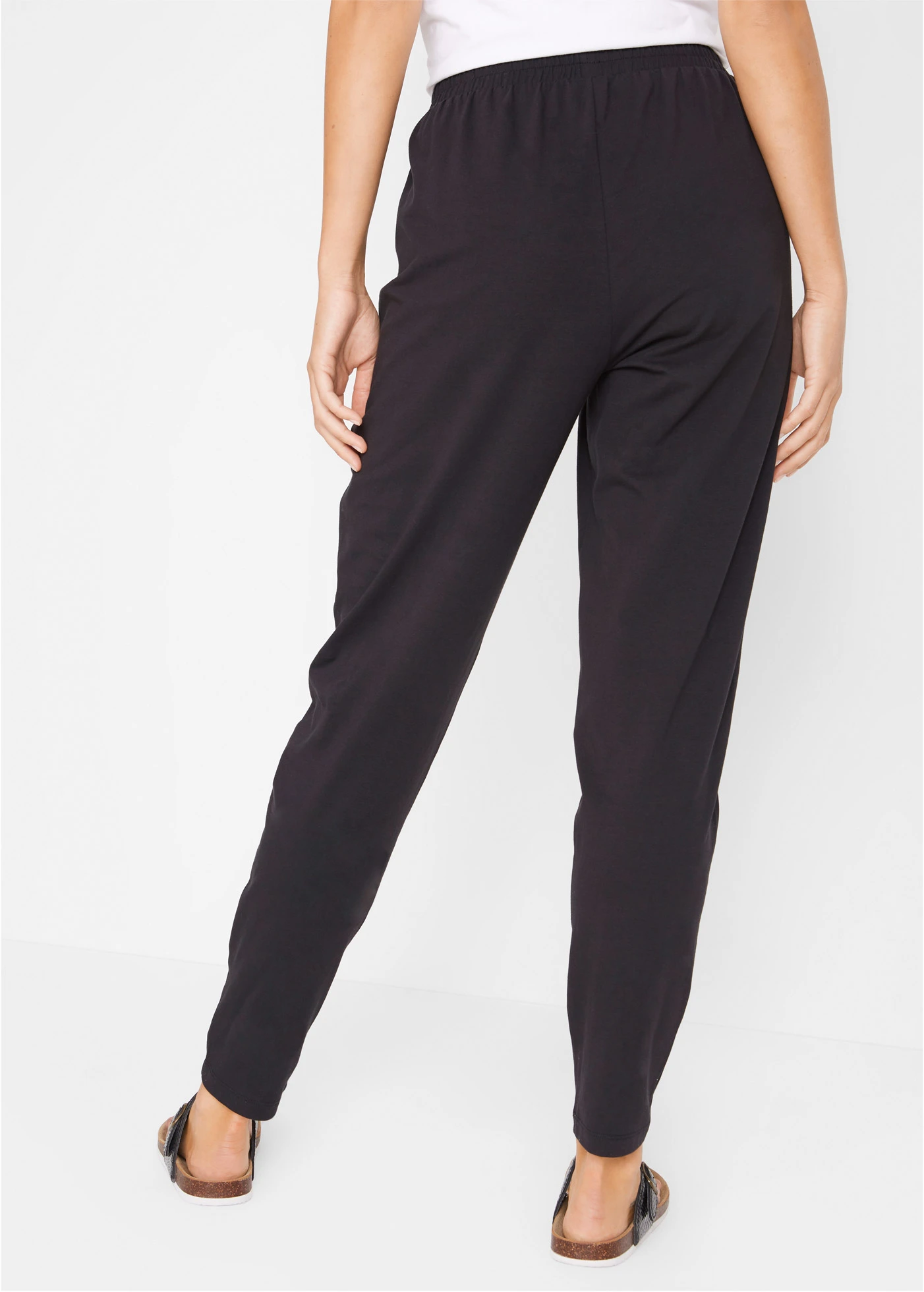 Jersey broek van katoenmix • zwart • bonprix online shop