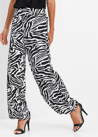 Pantalon ballon en viscose fluide • noir/zèbre • Boutique bonprix