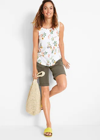 Bavlnené bermudy pepertouch s pohodlným pásom • tmavoolivová • obchod bonprix