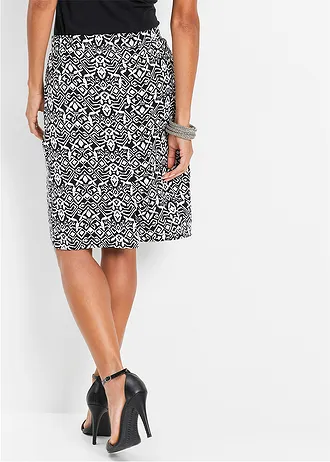 Jersey rok, Kleur: zwart/wit gedessineerd