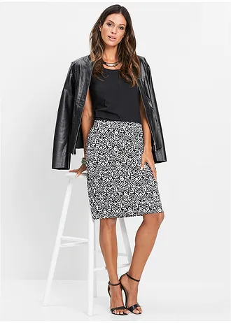 Jersey rok, Kleur: zwart/wit gedessineerd