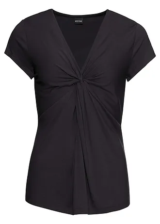 Shirt in een viscosemix, Kleur: zwart