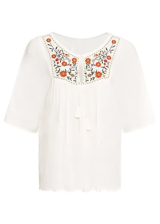 Tunique en viscose effet froissé • ecru • Boutique bonprix