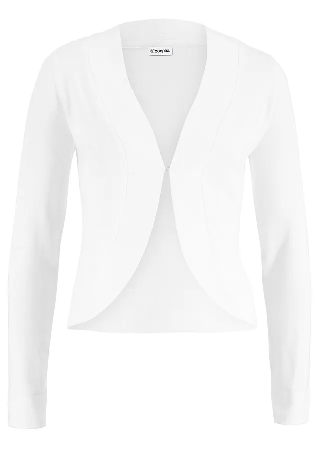 Krátký pletený kabátek s viskózou • bílá • bonprix obchod