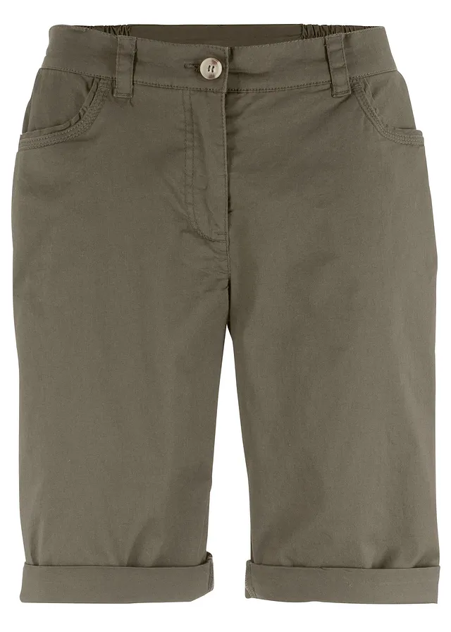 Bavlnené bermudy pepertouch s pohodlným pásom • tmavoolivová • obchod bonprix