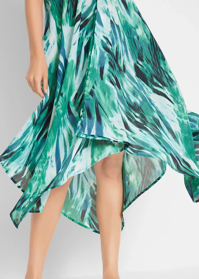 Maxi strandjurk van chiffon • groen-turkoois grafische print • product-page.page-title-suffix