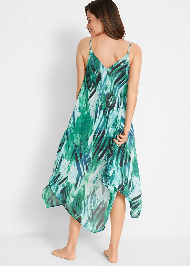 Maxi strandjurk van chiffon • groen-turkoois grafische print • product-page.page-title-suffix