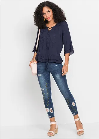 Tuniek met borduursel, Kleur: donkerblauw