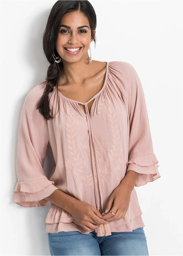 Tuniek met borduursel, Kleur: lichtroze