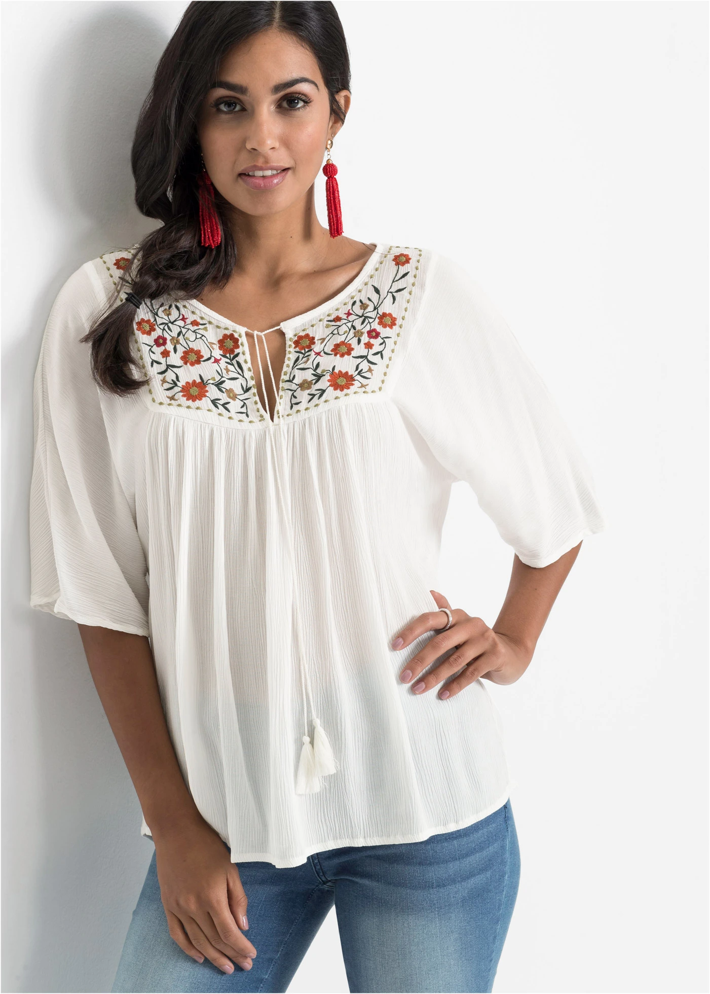 Tunique en viscose effet froissé • ecru • Boutique bonprix