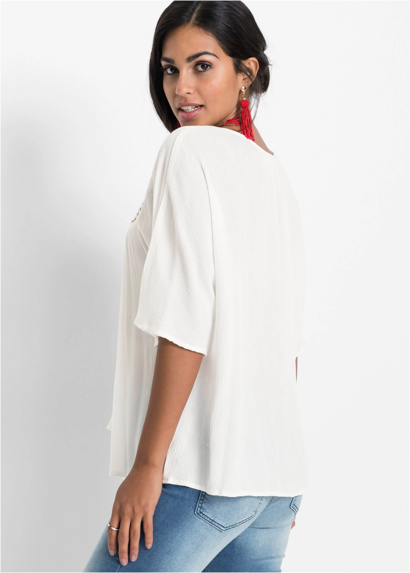 Crinkle tuniek van zachte viscose • wolwit • bonprix online shop