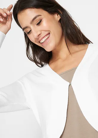 Krátký pletený kabátek s viskózou • bílá • bonprix obchod