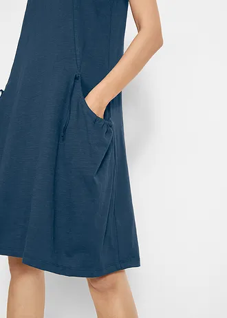 Rochie jerse cu buzunare, din bumbac • bleumarin • magazin bonprix