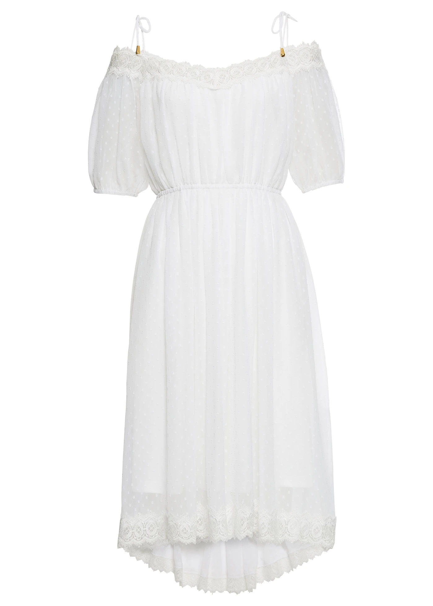 Jurk met spaghettibandjes met asymmetrische onderrand • wit • bonprix online shop