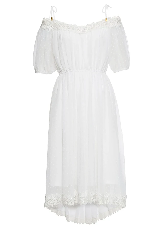Robe à bretelles et base asymétrique, Couleur: blanc