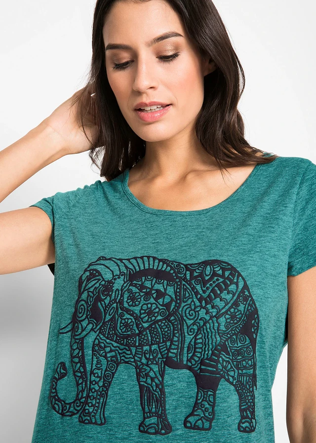 Katoenen shirt met print, korte mouw • kobaltturkoois-zwart • product-page.page-title-suffix