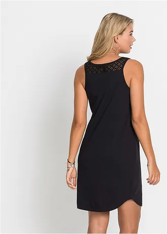 Shirtjurk van katoen met kant, Kleur: zwart