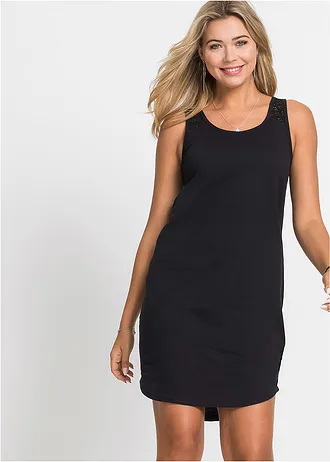 Shirtjurk van katoen met kant, Kleur: zwart