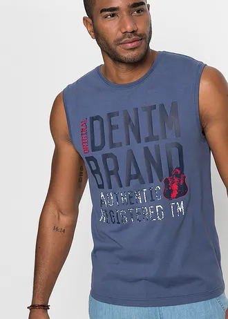 Tílko z čisté bavlny (2 ks v balení) • indigo-přírodní bílá s potiskem • bonprix obchod