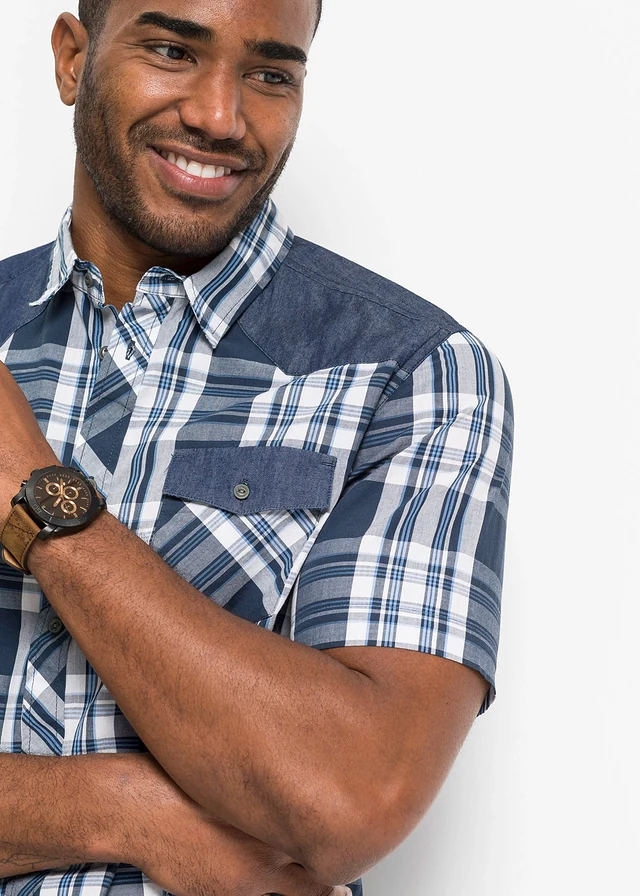 Chemise manches courtes • bleu à carreaux • product-page.page-title-suffix