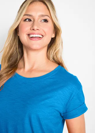 Dlouhé tričko z čisté bavlny • azurově modrá • bonprix obchod