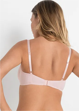 Lot de 3 soutiens-gorge moulés non rembourrés • bleu foncé + blanc + rose nacré • Boutique bonprix