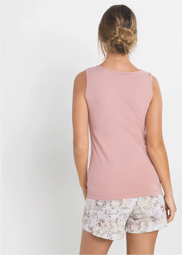 Shortama met fijn kant, Kleur: rozenhout gedessineerd