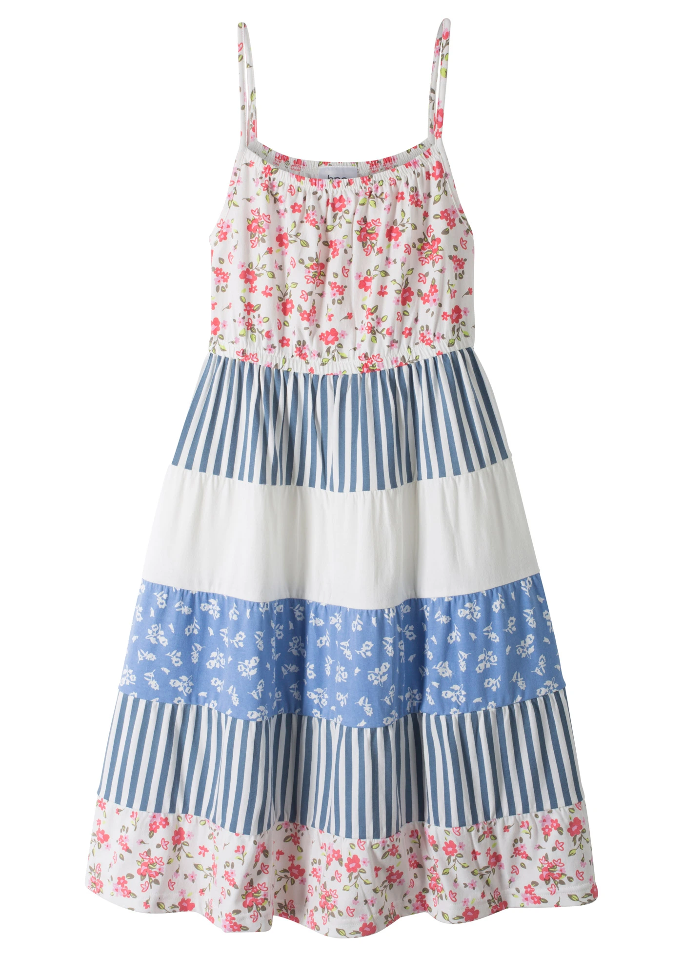 Jersey jurk van puur biologisch katoen • wolwit/middenblauw met print • bonprix online shop