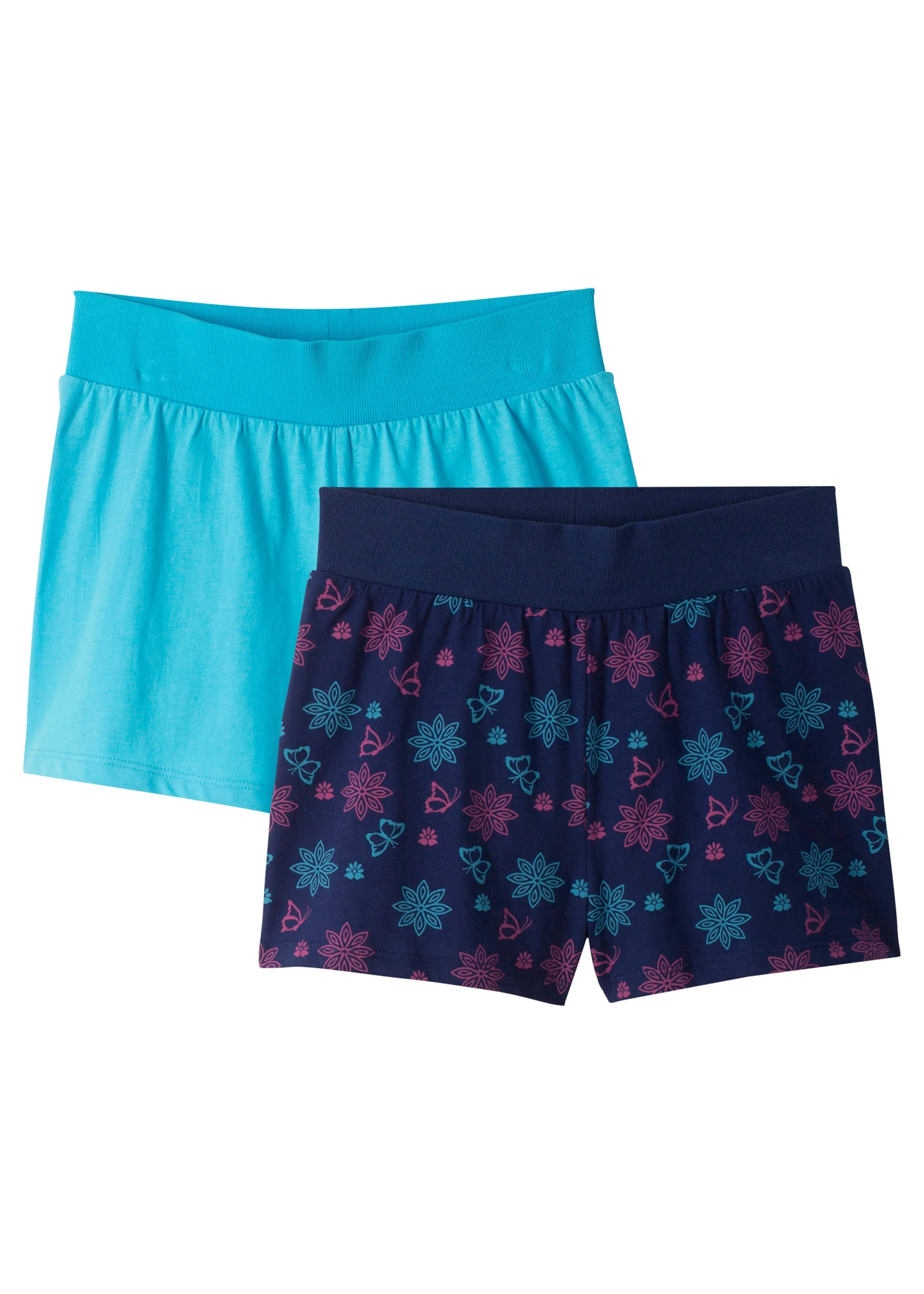 Jersey short van biologisch katoen (set van 2) • turkoois+middernachtblauw gedessineerd • bonprix online shop
