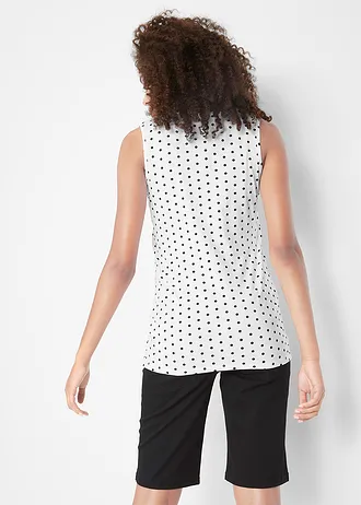 Lot de 2 tops de grossesse/d’allaitement, Couleur: noir uni + blanc à pois