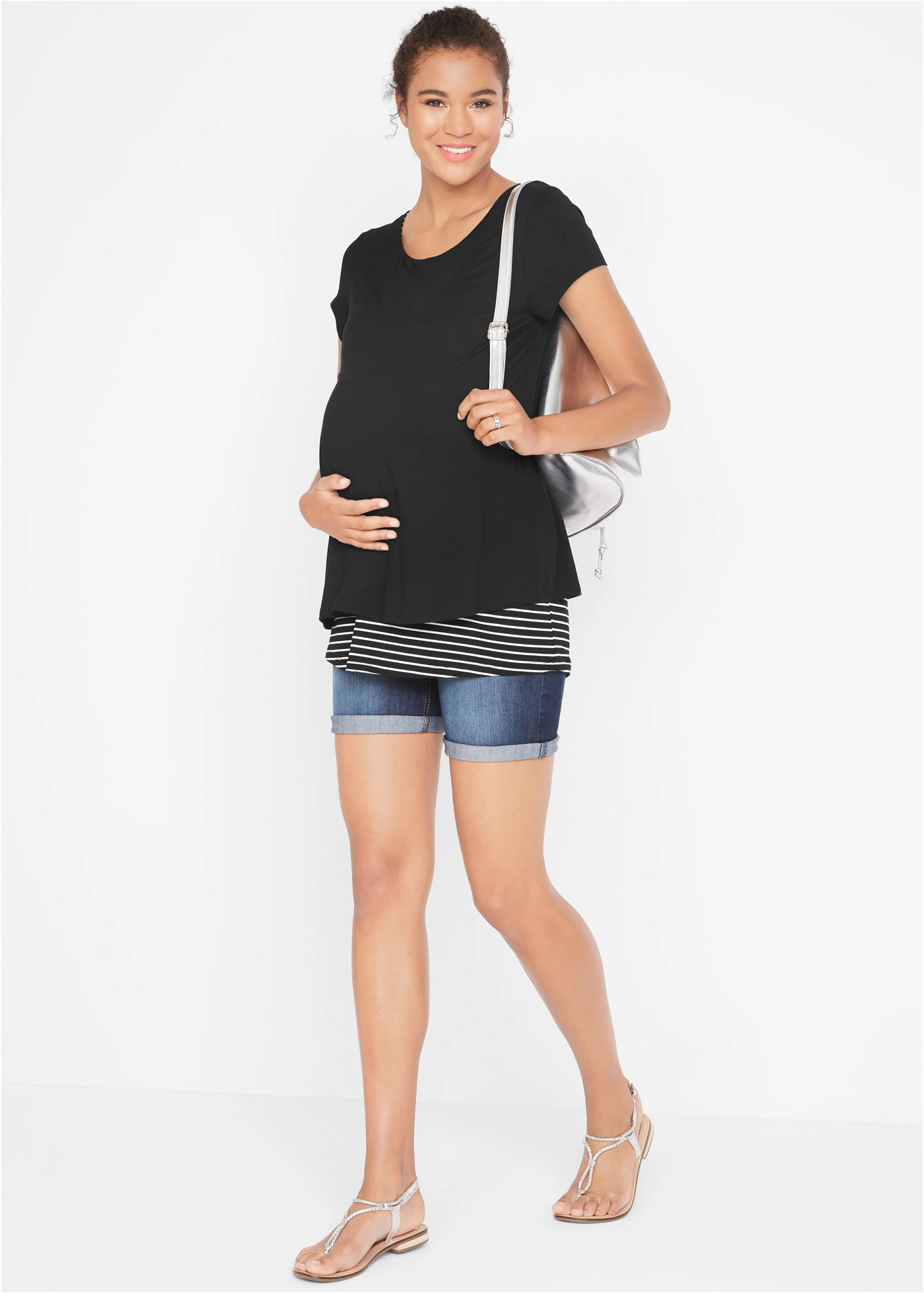 Těhotenské/kojicí tričko z viskózy 2v1 • černo-bílý proužek • bonprix obchod