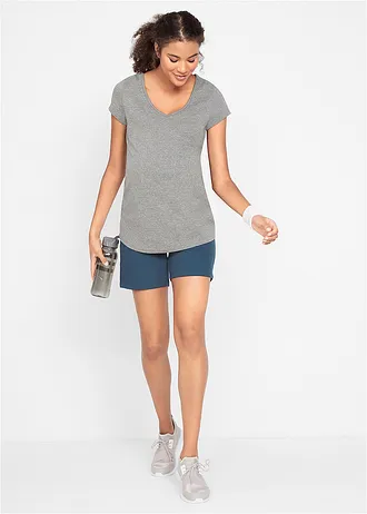 Basic zwangerschapsshirt met biologisch katoen (set van 2), Kleur: donkerblauw+grijs gemêleerd