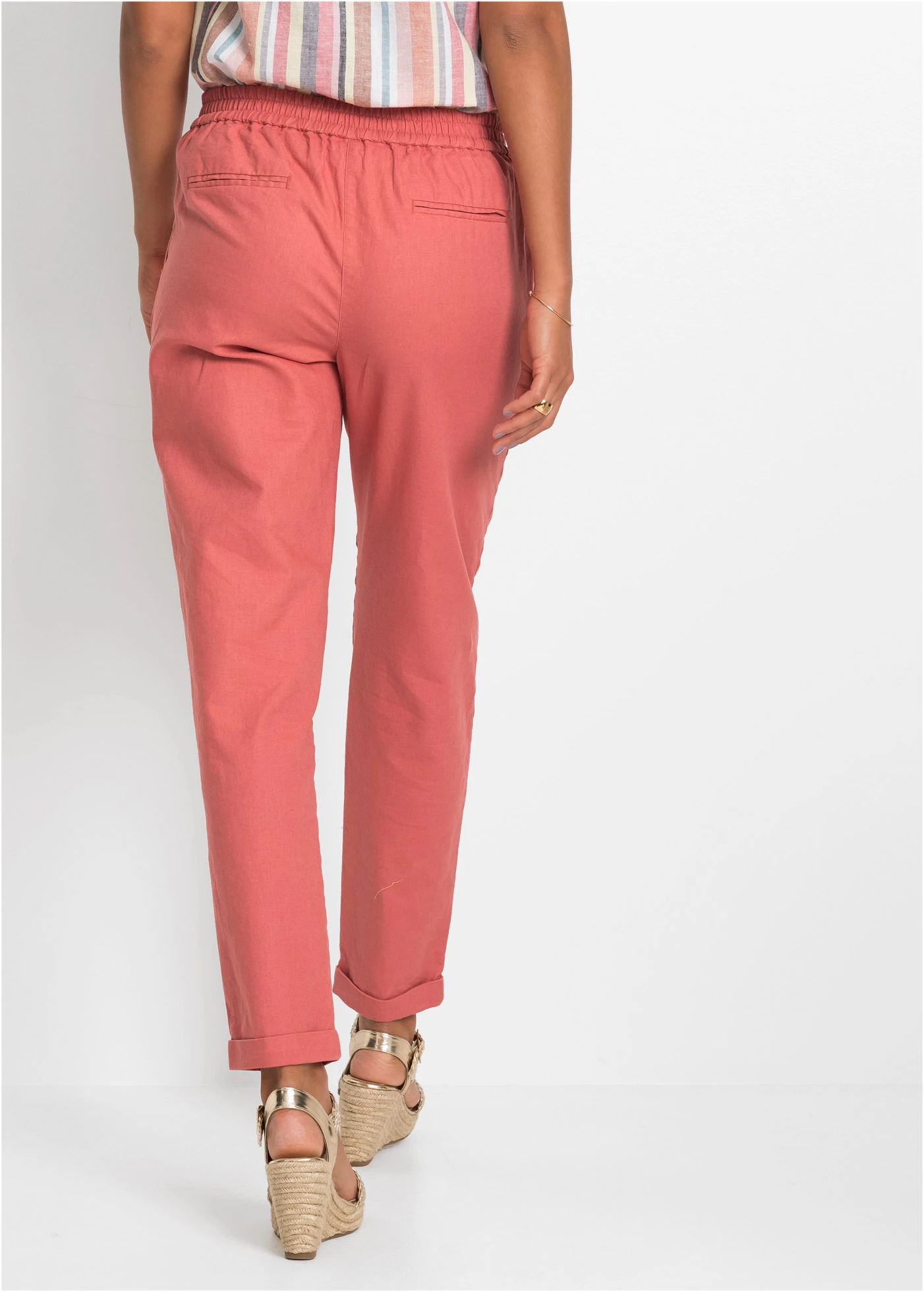 Pantalon en lin mélangé • rhubarbe • Boutique bonprix