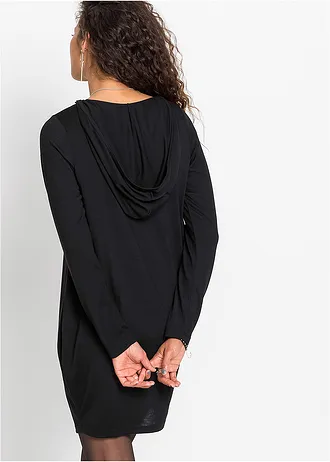 Jersey jurk met capuchon • zwart • bonprix online shop