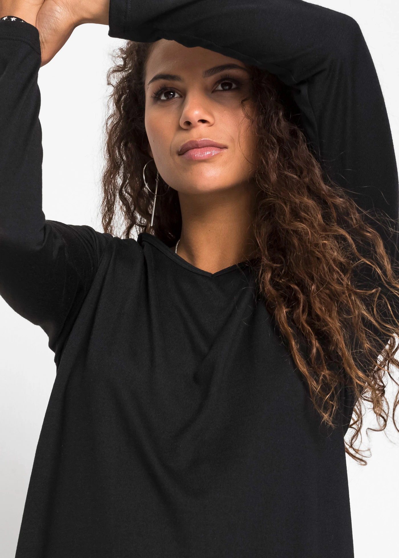 Jersey jurk met capuchon • zwart • bonprix online shop