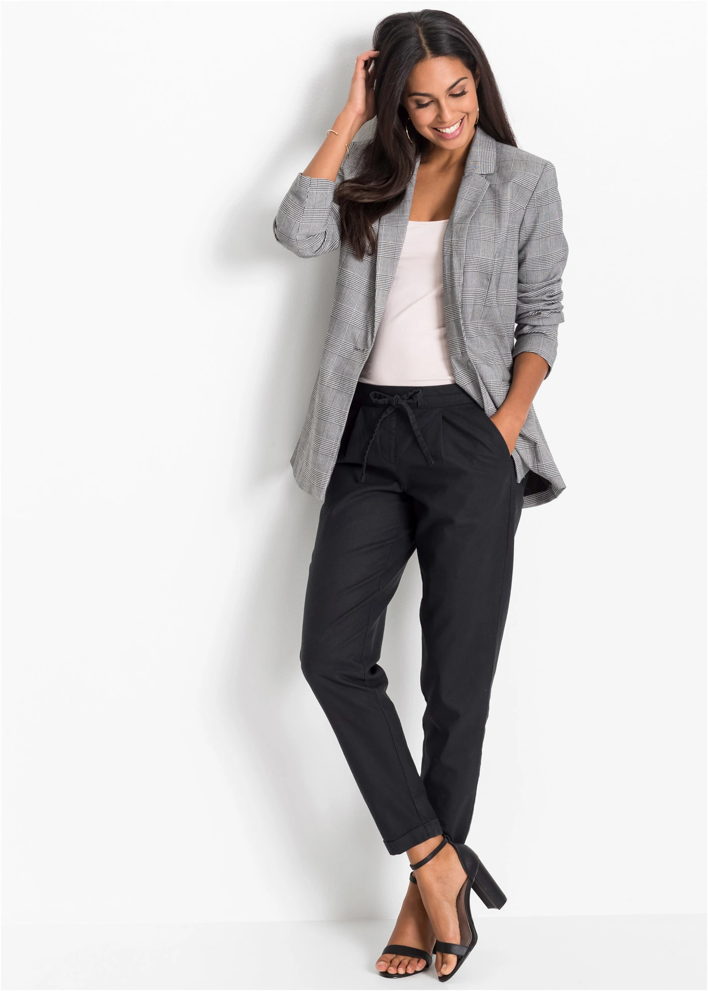 Pantalon en lin mélangé • noir • Boutique bonprix