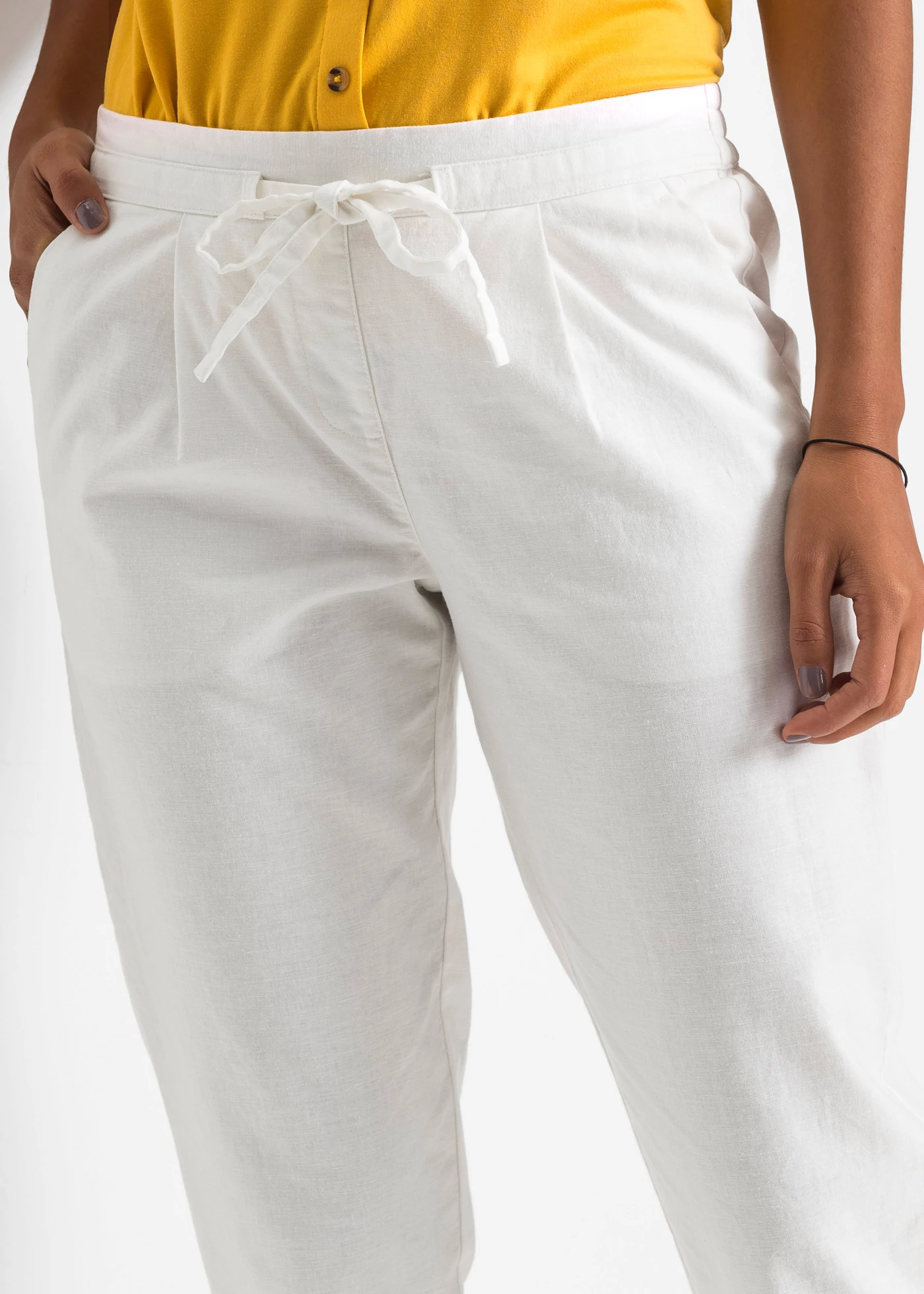 Pantalon en lin mélangé • blanc • Boutique bonprix