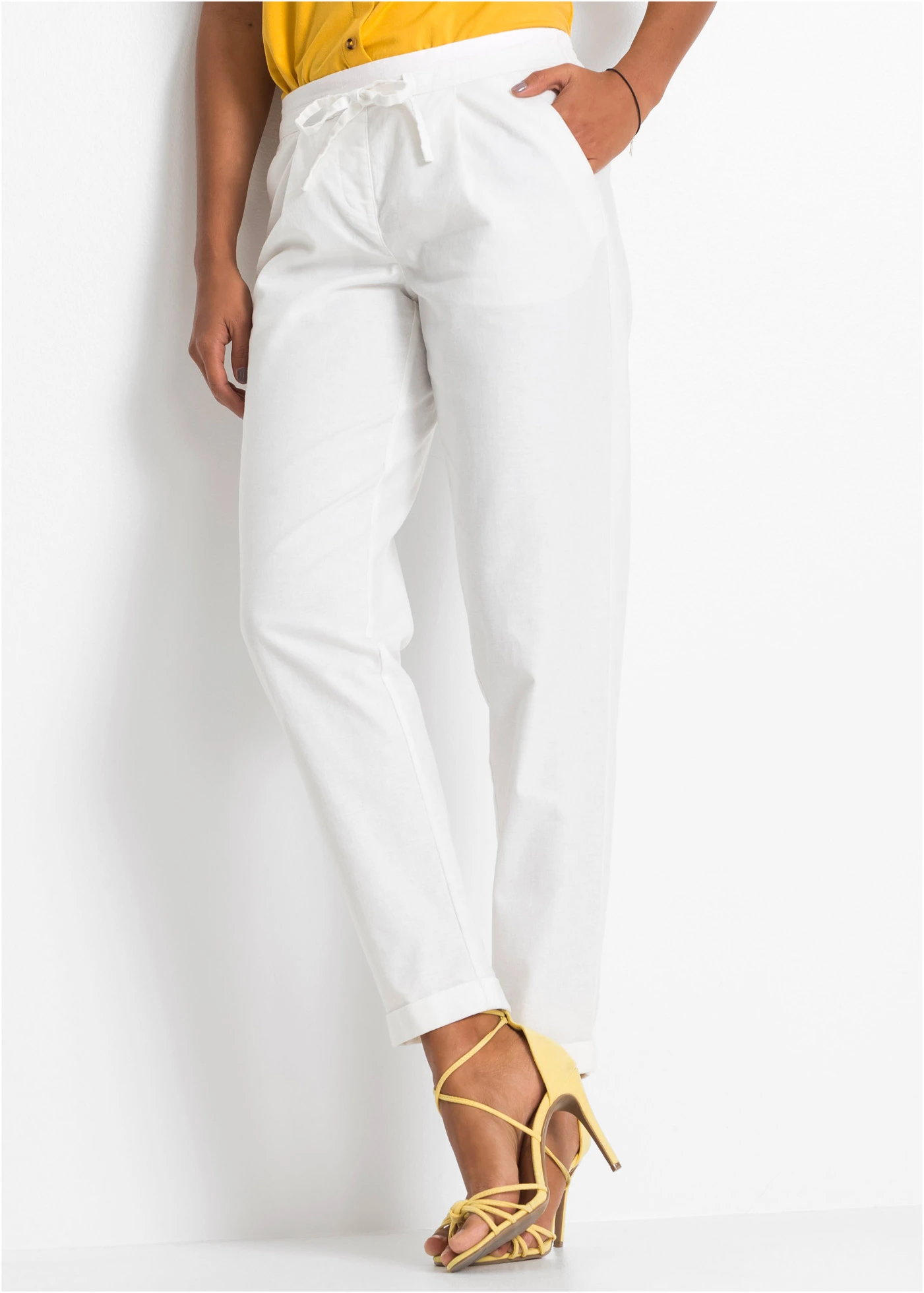 Pantalon en lin mélangé • blanc • Boutique bonprix