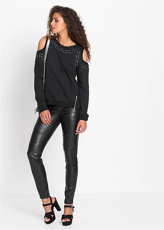 Bluza z wycięciami i ćwiekami • czarny • sklep bonprix