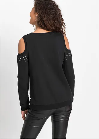 Bluza z wycięciami i ćwiekami • czarny • sklep bonprix