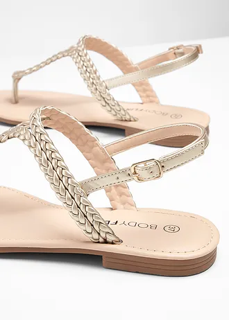 Teensandalen in gevlochten look • goudkleur • bonprix online shop