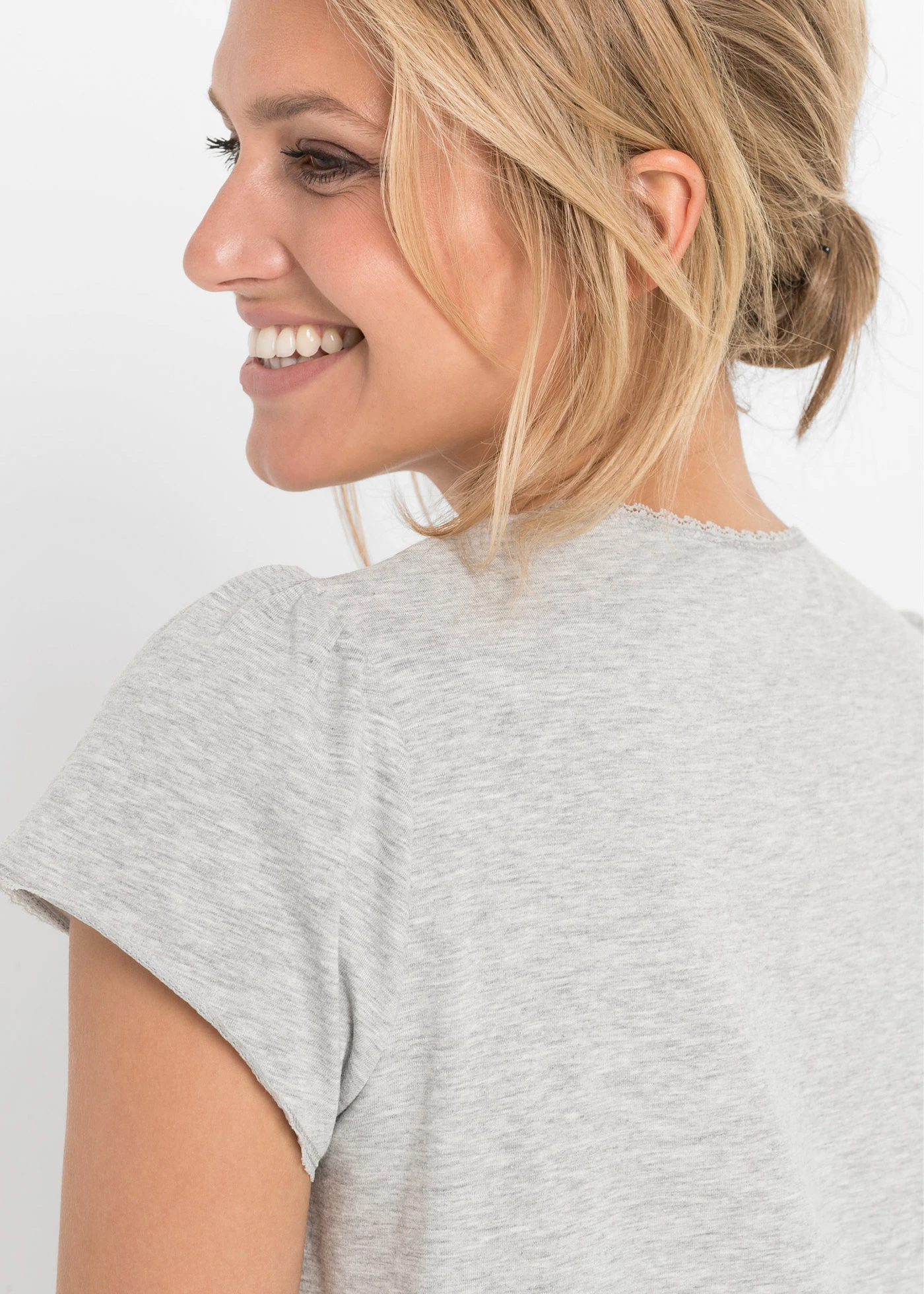 Voedingsnachthemd met biologisch katoen • lichtgrijs gemêleerd • bonprix online shop