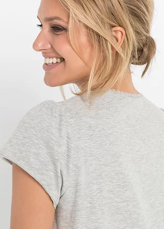 Chemise de nuit d’allaitement coton • gris clair chiné • Boutique bonprix