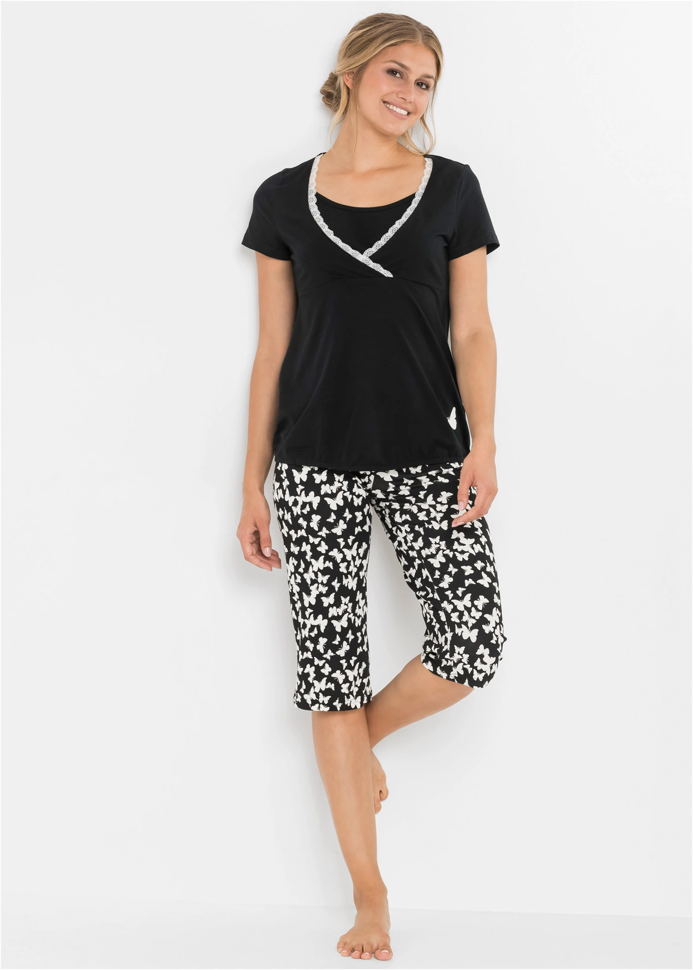 Kojicí pyžamo • černá s potiskem • bonprix obchod