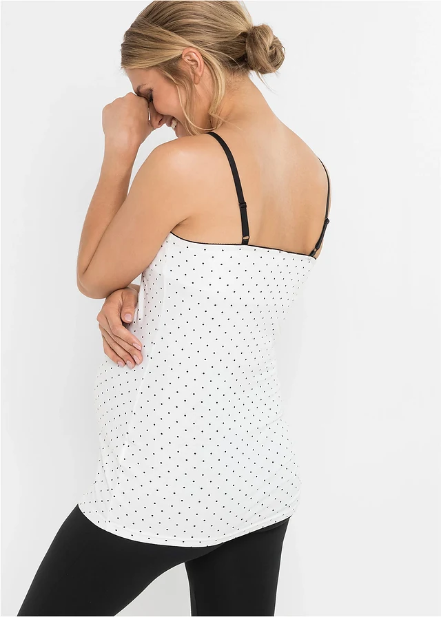 Lot de 2 débardeurs d’allaitement avec coton, Couleur: noir-blanc imprimé