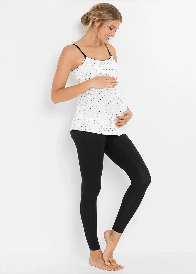 Lot de 2 débardeurs d’allaitement avec coton, Couleur: noir-blanc imprimé