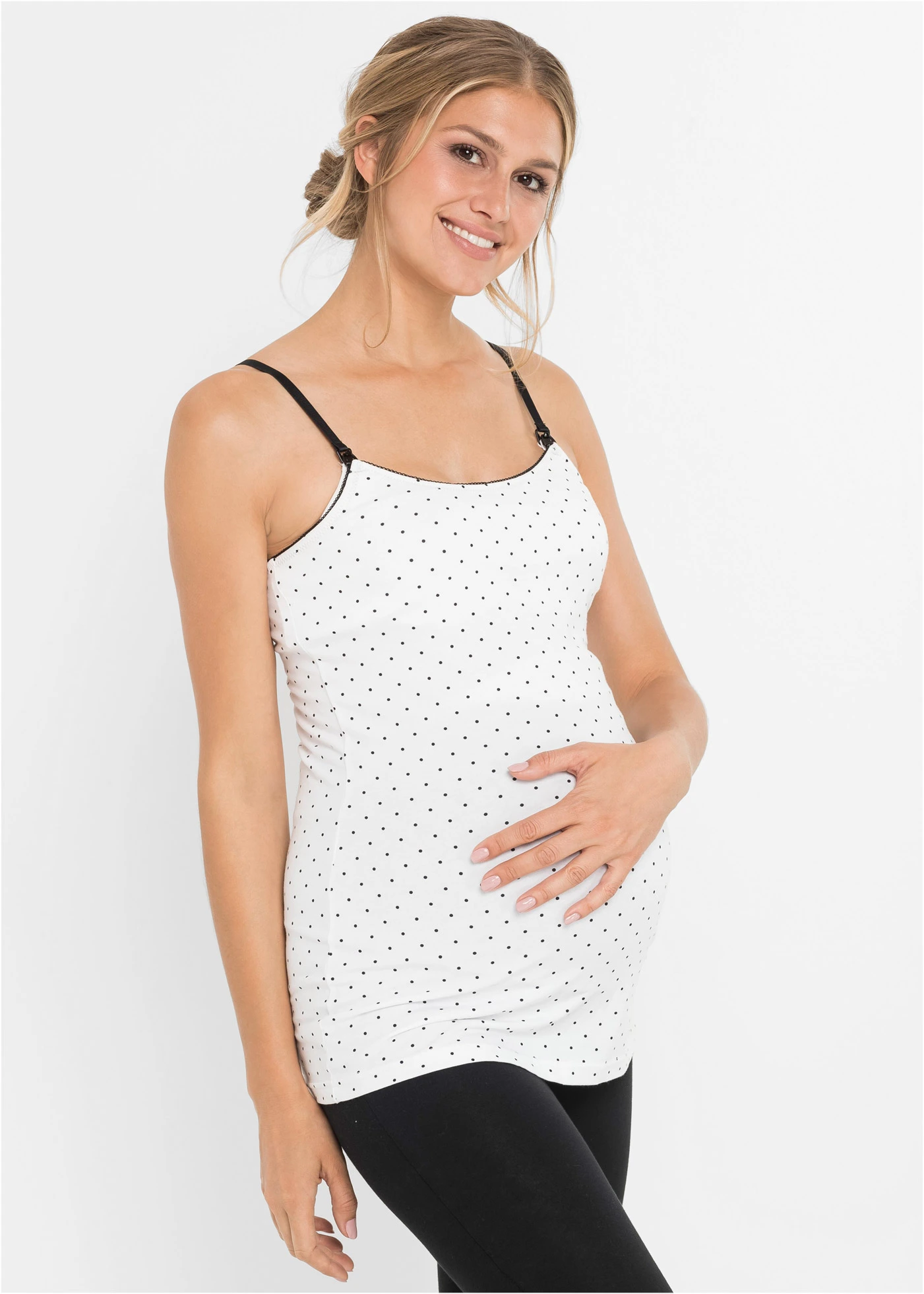 Top de alăptare cu bumbac organic (set/2 buc.) • negru-alb cu imprimeu • magazin bonprix