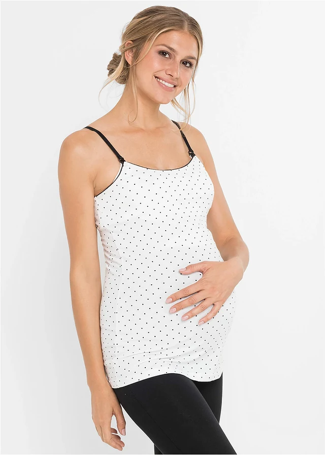 Lot de 2 débardeurs d’allaitement avec coton, Couleur: noir-blanc imprimé