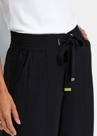 Bermude din viscoză, cu cordon • negru • magazin bonprix